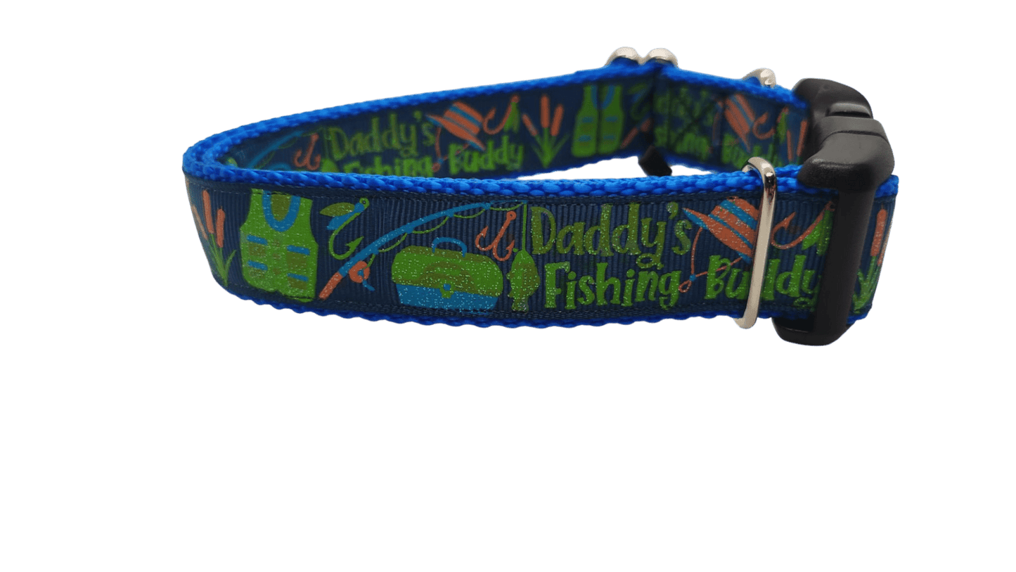 Daddy's Fishing Buddy Nylon Dog Collar - Paws & Play Paradise
