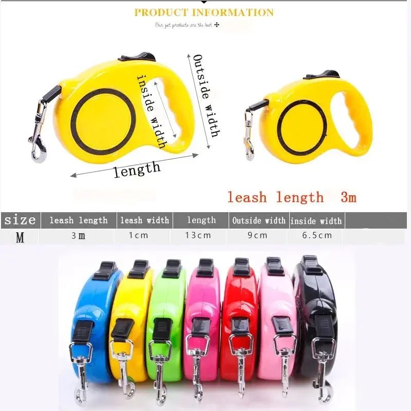 Nylon Retractable Dog Leash - Durable Pet Lead for Dogs & Cats | 5m Length - Paws & Play Paradise