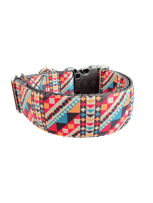 1.5" Wide Aztec Stripes Nylon Dog Collar - Paws & Play Paradise