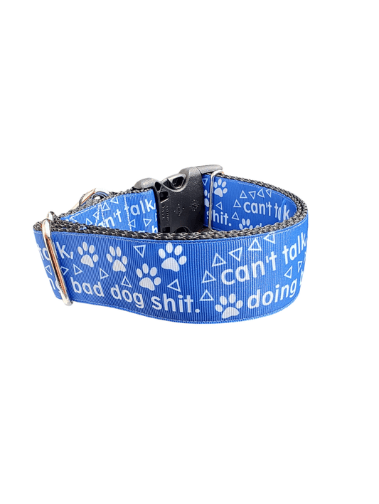 1.5" Wide Bad Dog Shit Nylon Dog Collar - Paws & Play Paradise