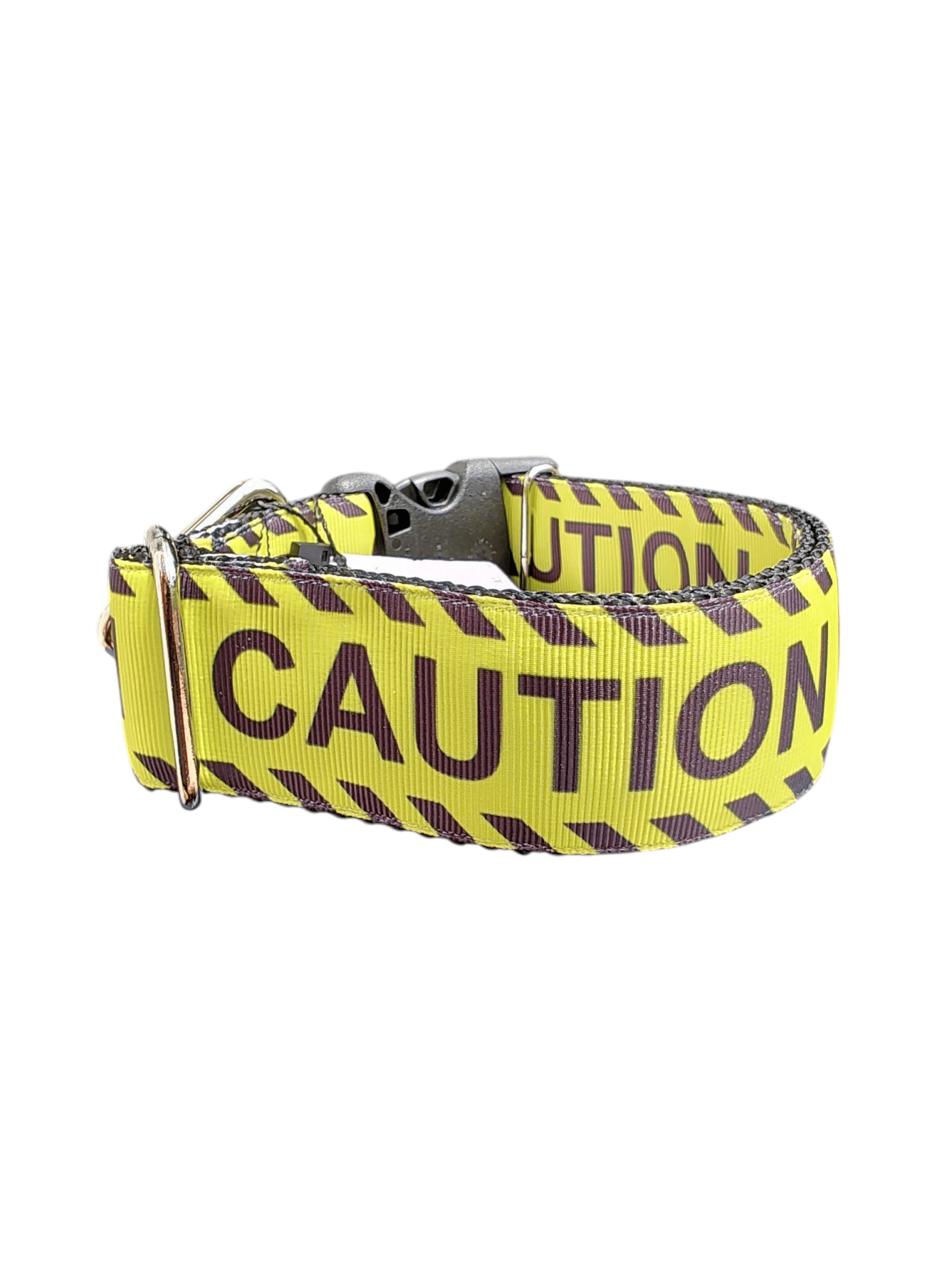 1.5" Wide Caution Nylon Dog Collar - Paws & Play Paradise