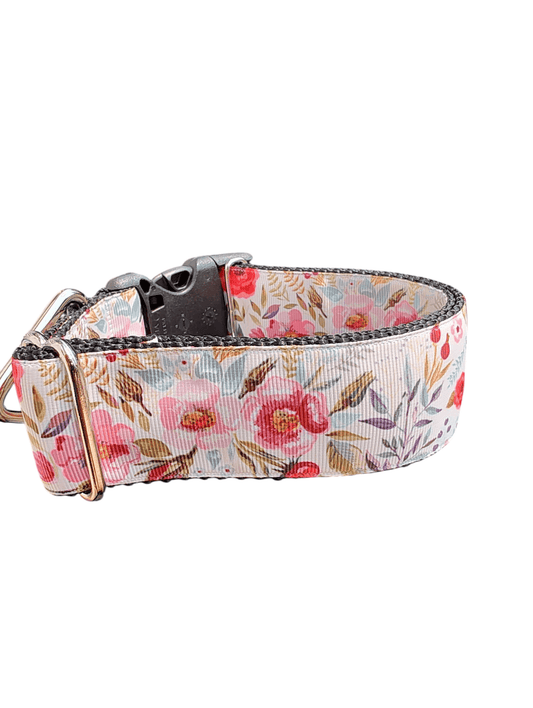 1.5" Wide Flowers & Leaves Nylon Dog Collar - Paws & Play Paradise