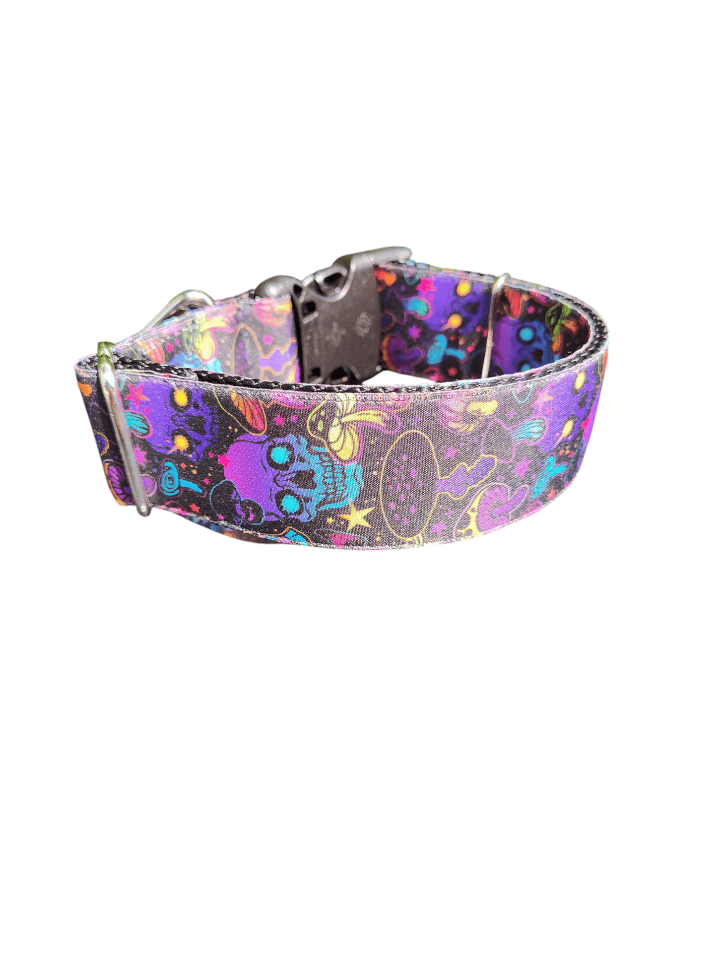 1.5" Wide Mushrooms and Skulls Nylon Dog Collar - Paws & Play Paradise