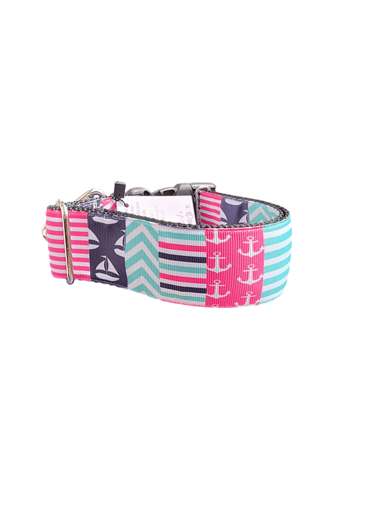 1.5" Wide Set Sail Nylon Dog Collar - Paws & Play Paradise
