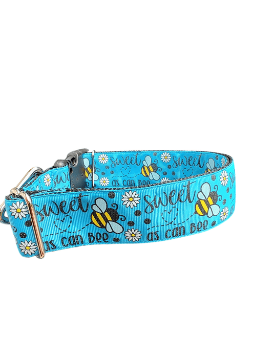 1.5" Wide Sweet As Can Bee Nylon Dog Collar - Paws & Play Paradise