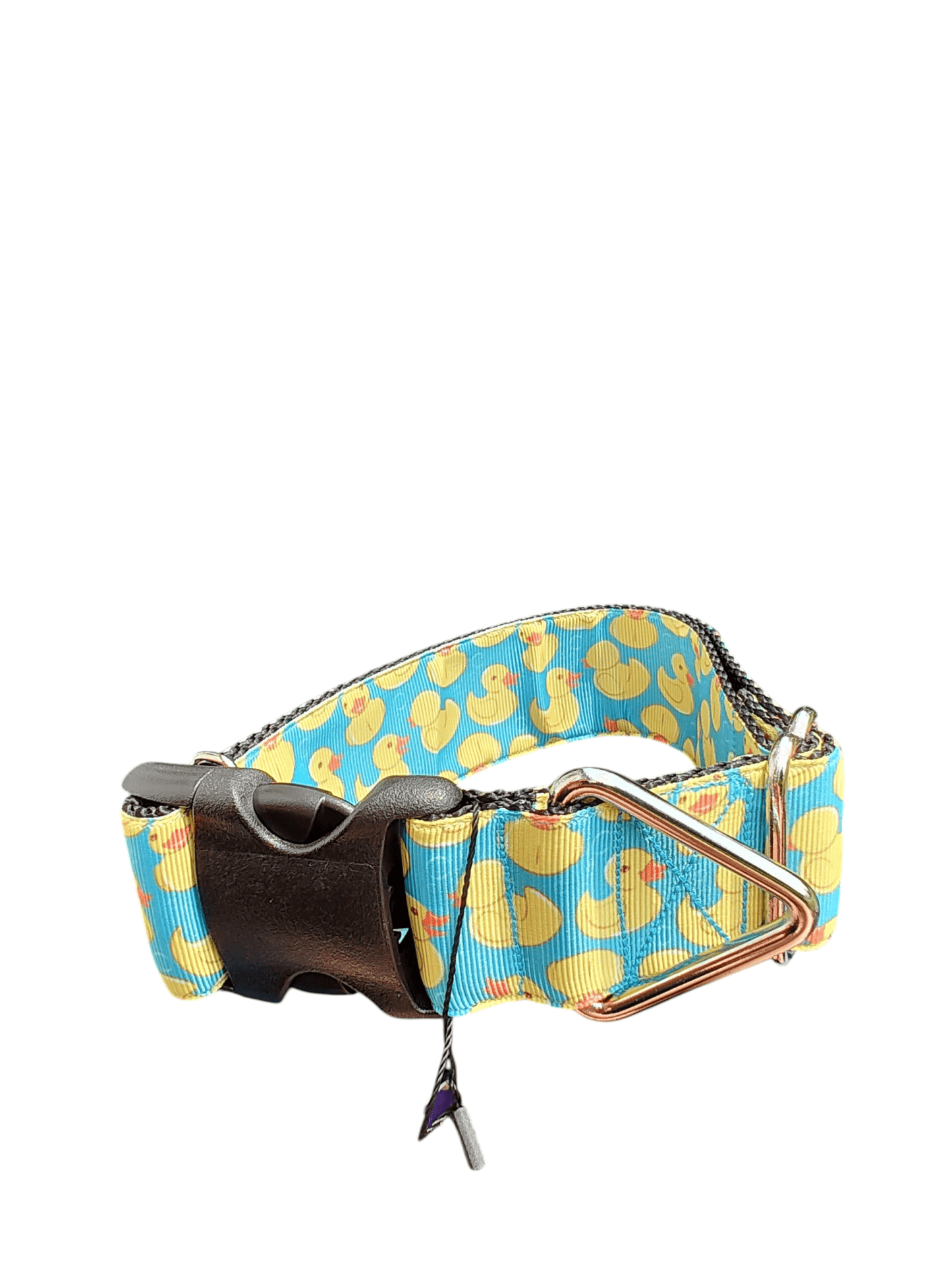 1.5" Wide Teal Rubber Duckies Nylon Dog Collar - Paws & Play Paradise