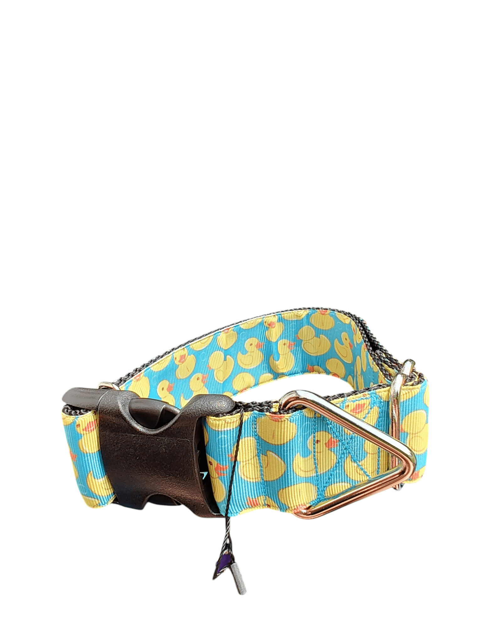 1.5" Wide Teal Rubber Duckies Nylon Dog Collar - Paws & Play Paradise
