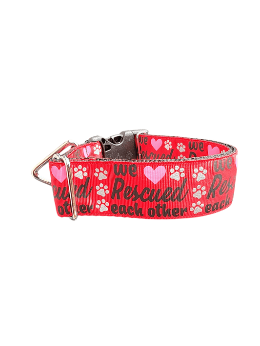 1.5" Wide We Rescued Each Other Nylon Dog Collar - Paws & Play Paradise