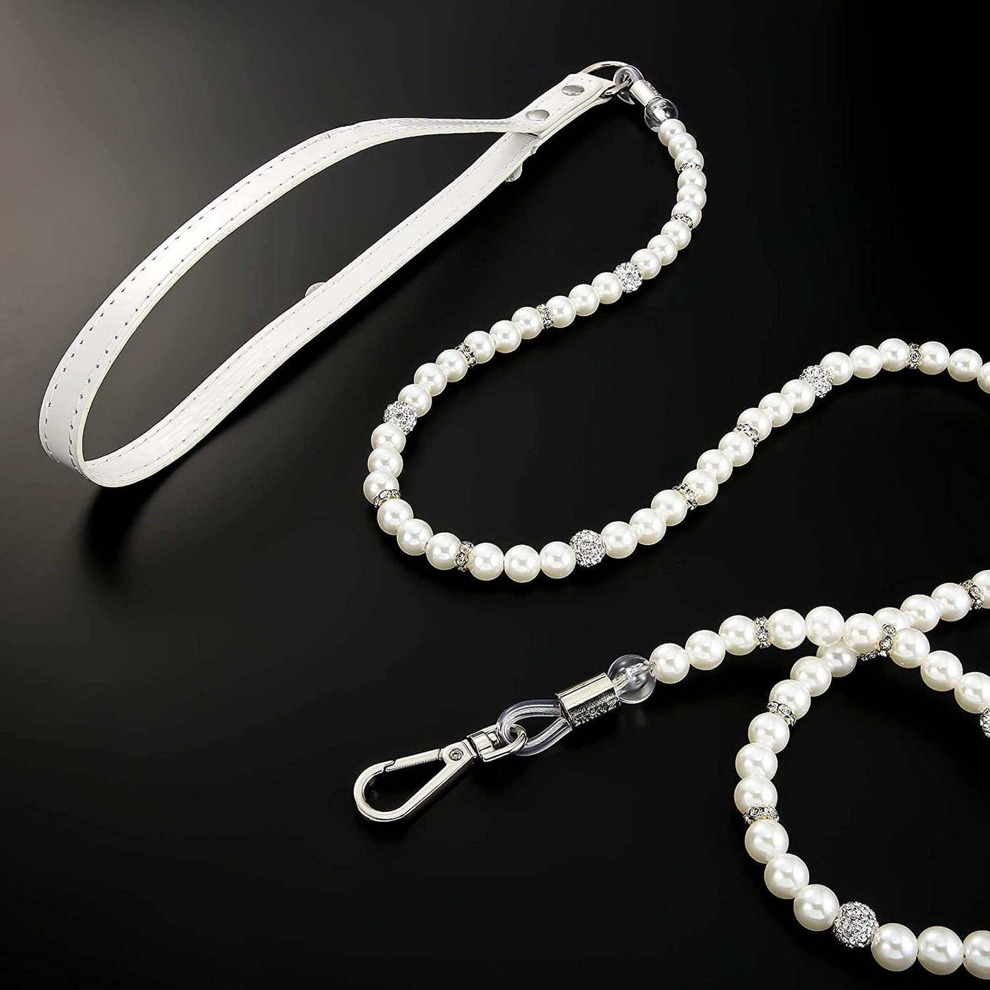2 Pcs Pearl Collar and Leash for Dogs - Paws & Play Paradise