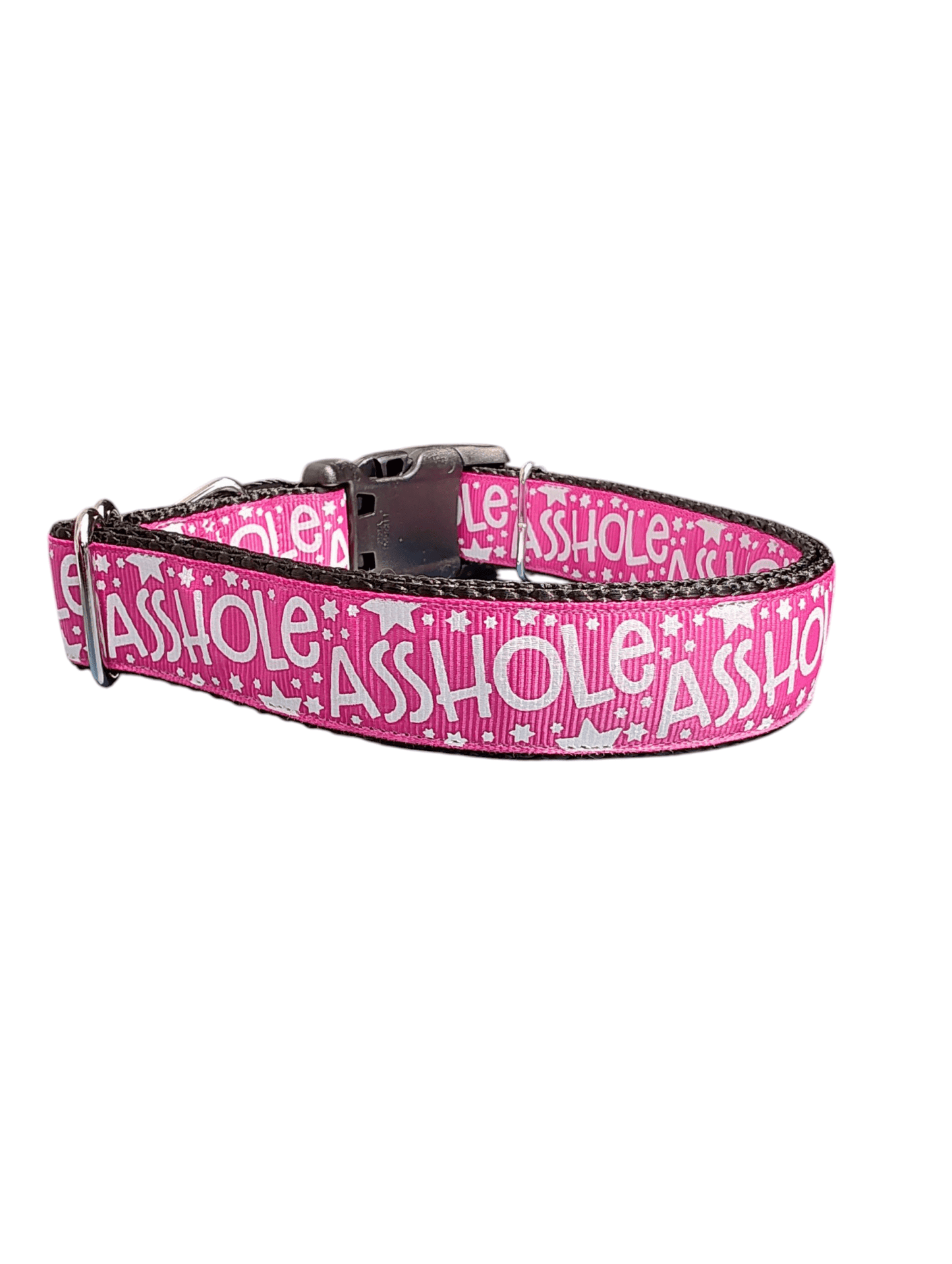 Asshole Raspberry Pink Nylon Dog Collar - Paws & Play Paradise