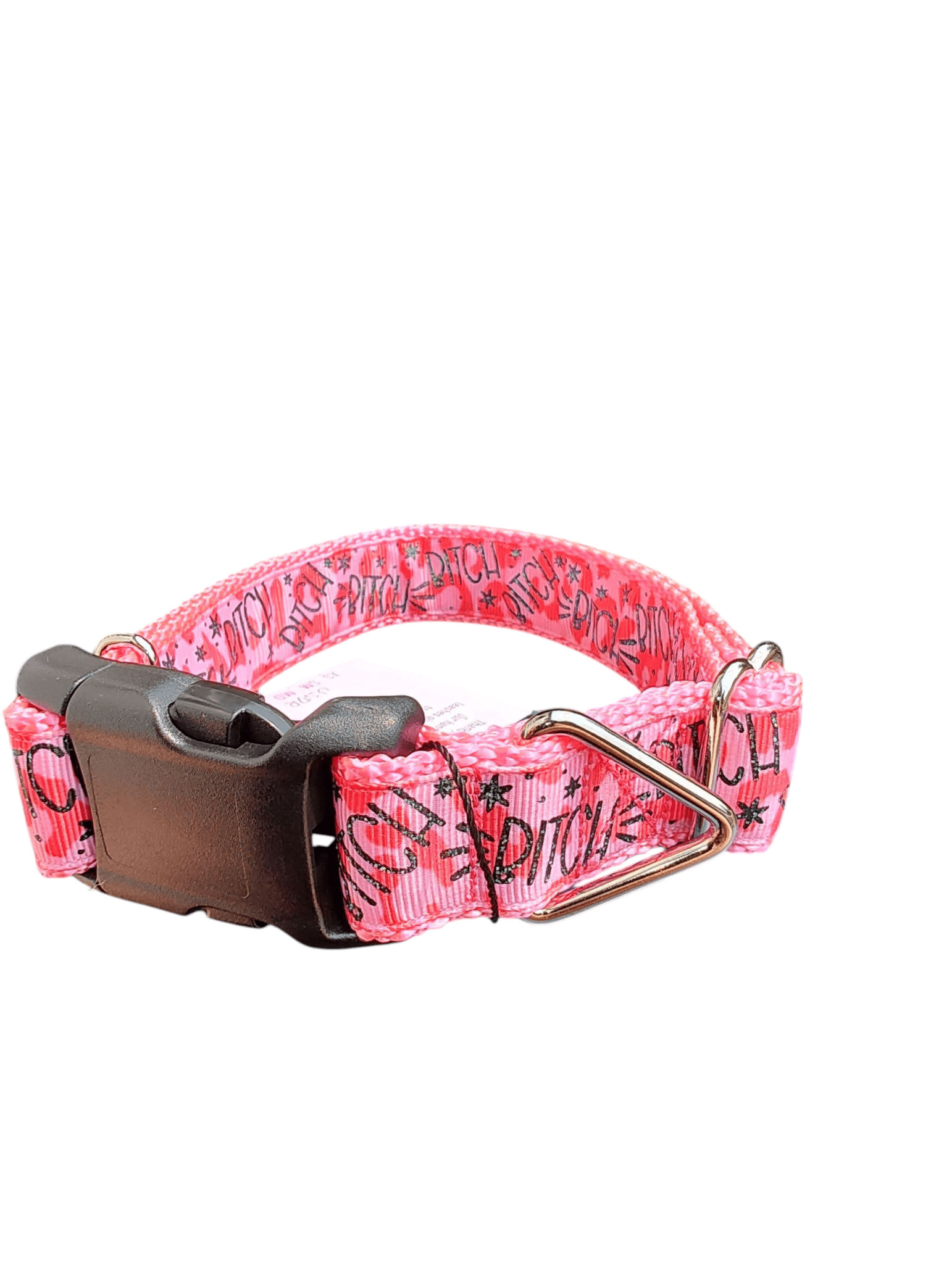 Bitch Pink Nylon Dog Collar - Paws & Play Paradise