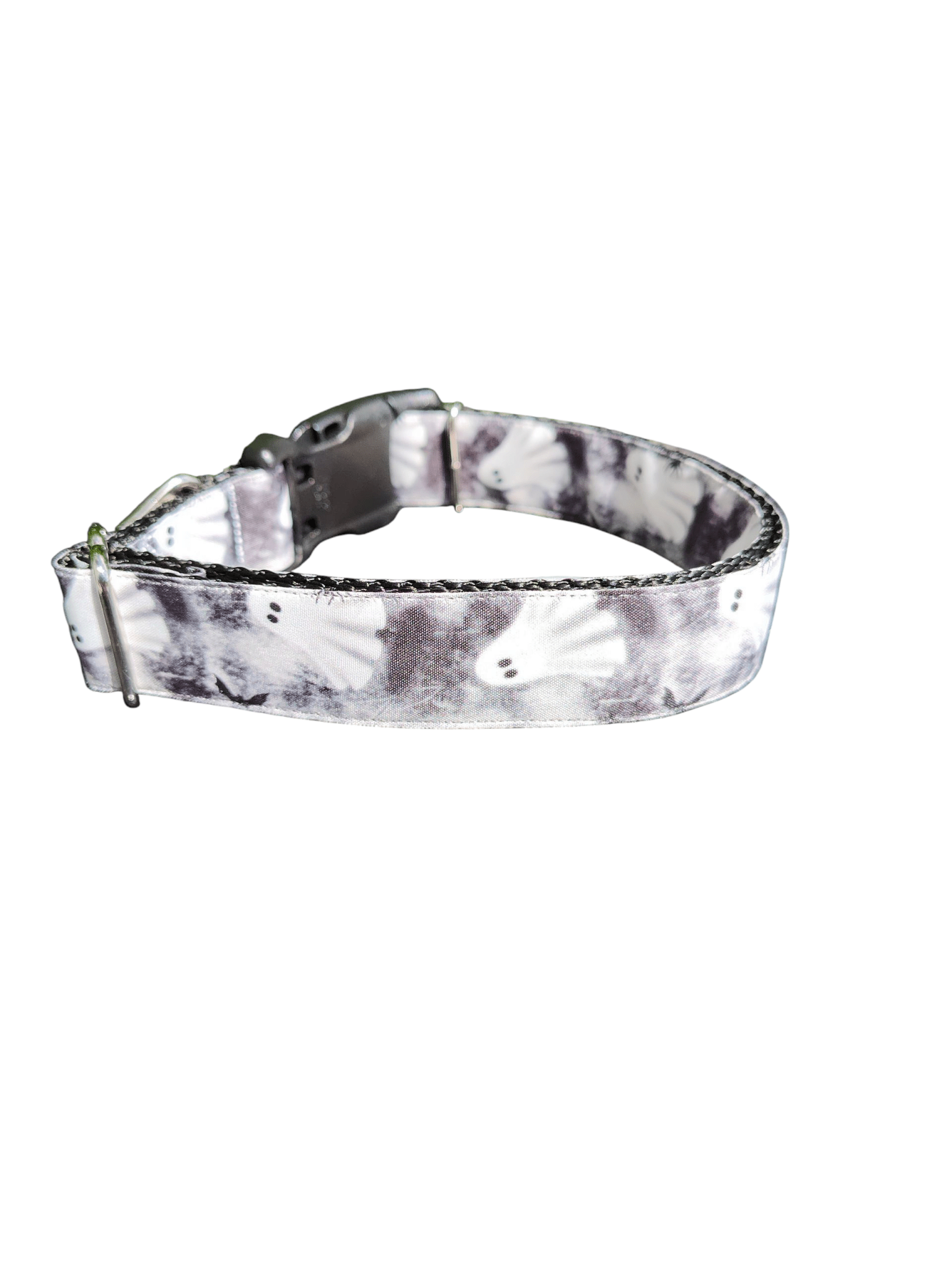 Black and White Ghosts Nylon Dog Collar - Paws & Play Paradise