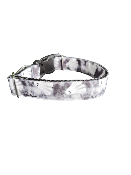Black and White Ghosts Nylon Dog Collar - Paws & Play Paradise