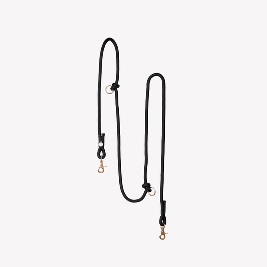 'Black' - Hands Free Braided Leash - Paws & Play Paradise