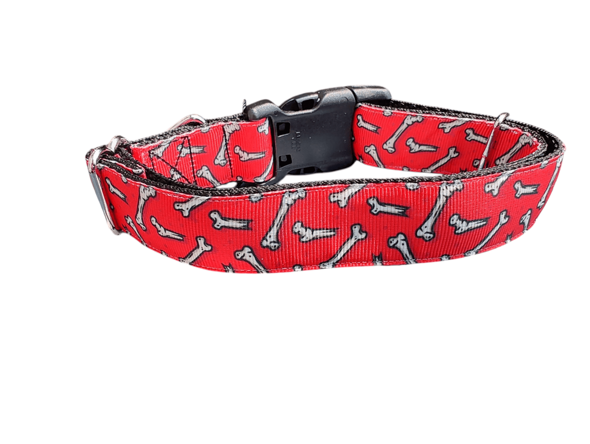 Bones Red Nylon Dog Collar - Paws & Play Paradise