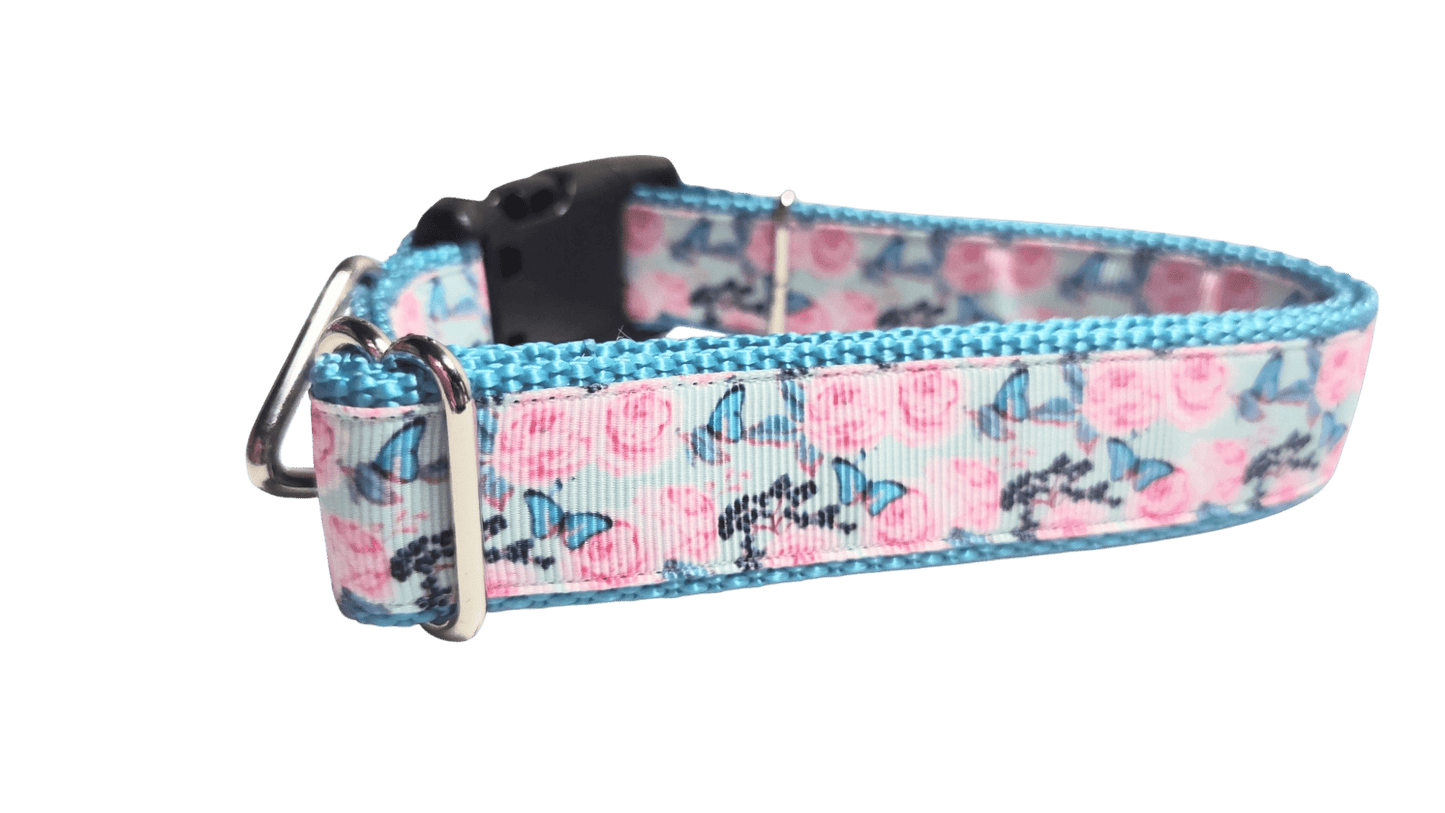 Butterflies and Roses Nylon Dog Collar - Paws & Play Paradise
