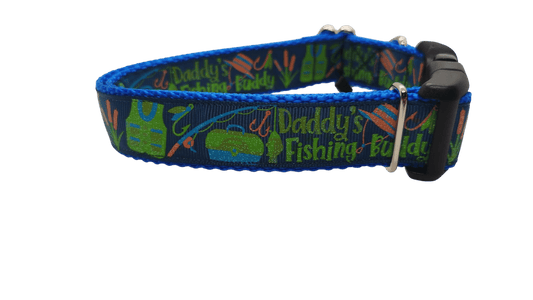 Daddy's Fishing Buddy Nylon Dog Collar - Paws & Play Paradise