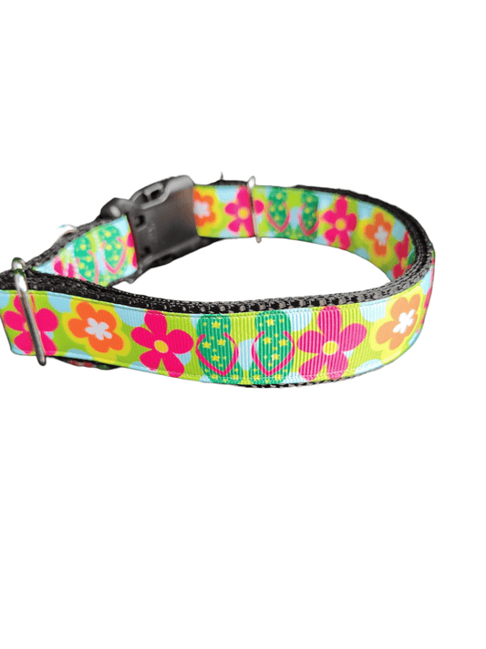 Flip Flops and Flowers Nylon Dog Collar - Paws & Play Paradise