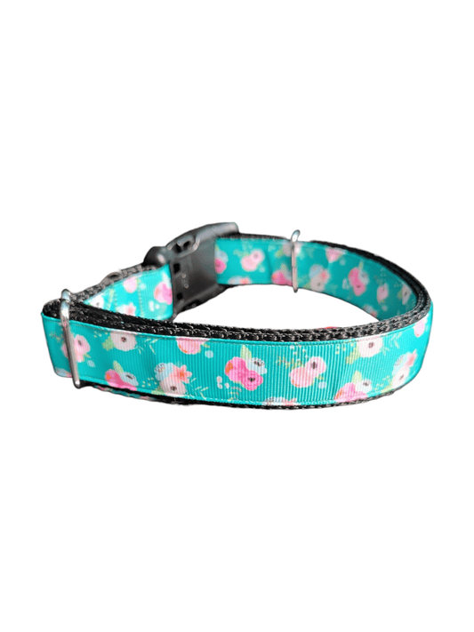 Floral on Green Nylon Dog Collar - Paws & Play Paradise