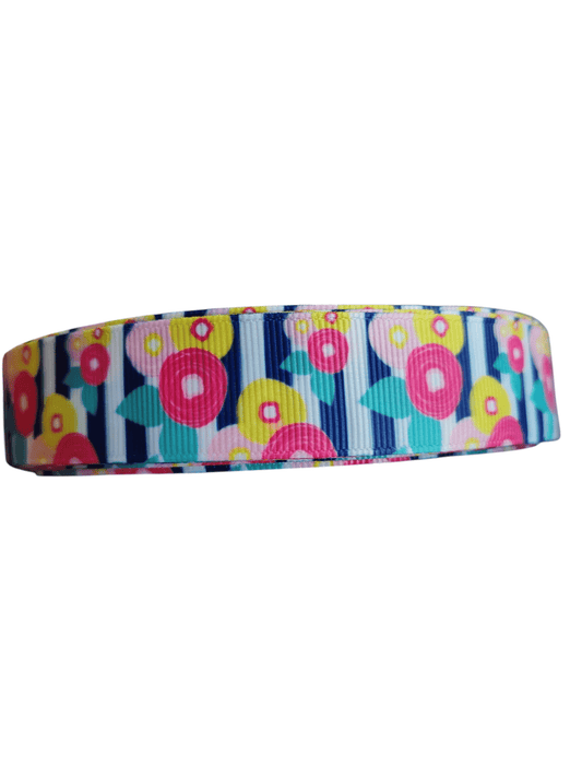 Flowers & Stripes Nylon Dog Collar - Paws & Play Paradise