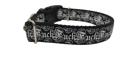 Fuck Black Nylon Dog Collar - Paws & Play Paradise