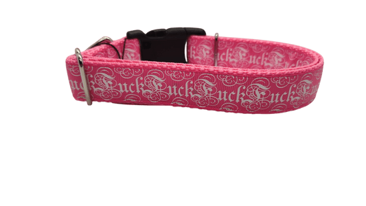 Fuck Pink Nylon Dog Collar - Paws & Play Paradise