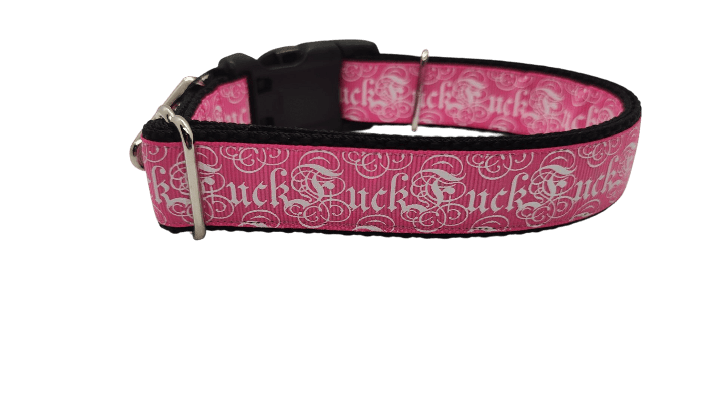 Fuck Pink Nylon Dog Collar - Paws & Play Paradise