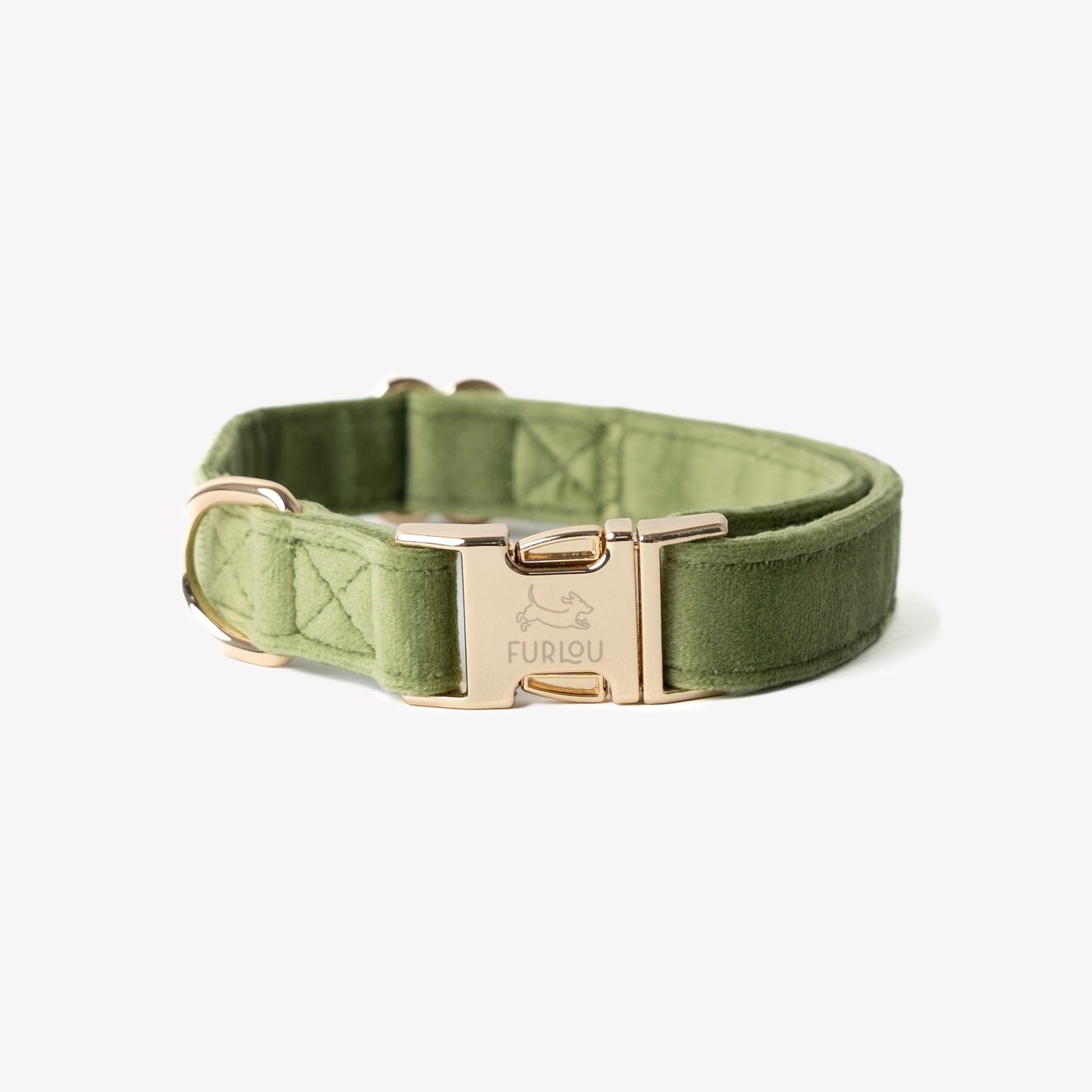 'Green' - Velvet Dog Collar - Paws & Play Paradise