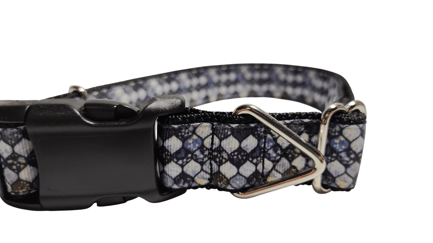 Grey Mosaic Nylon Dog Collar - Paws & Play Paradise