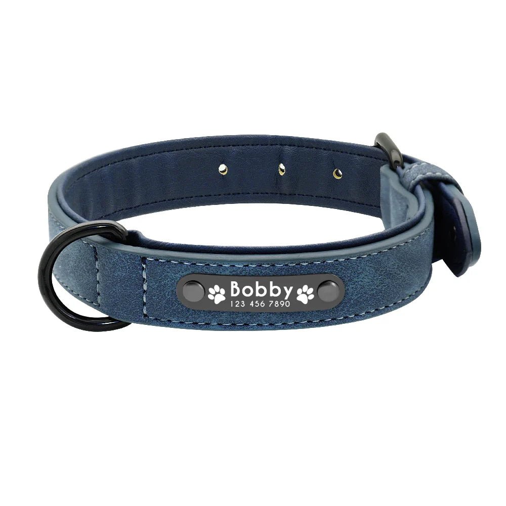 Leather Dog Collar Leash Custom Durable Leather Pet Collars and Leashes Walking Leads Strap Cusomized for Small Medium Large Dog - Paws & Play Paradise