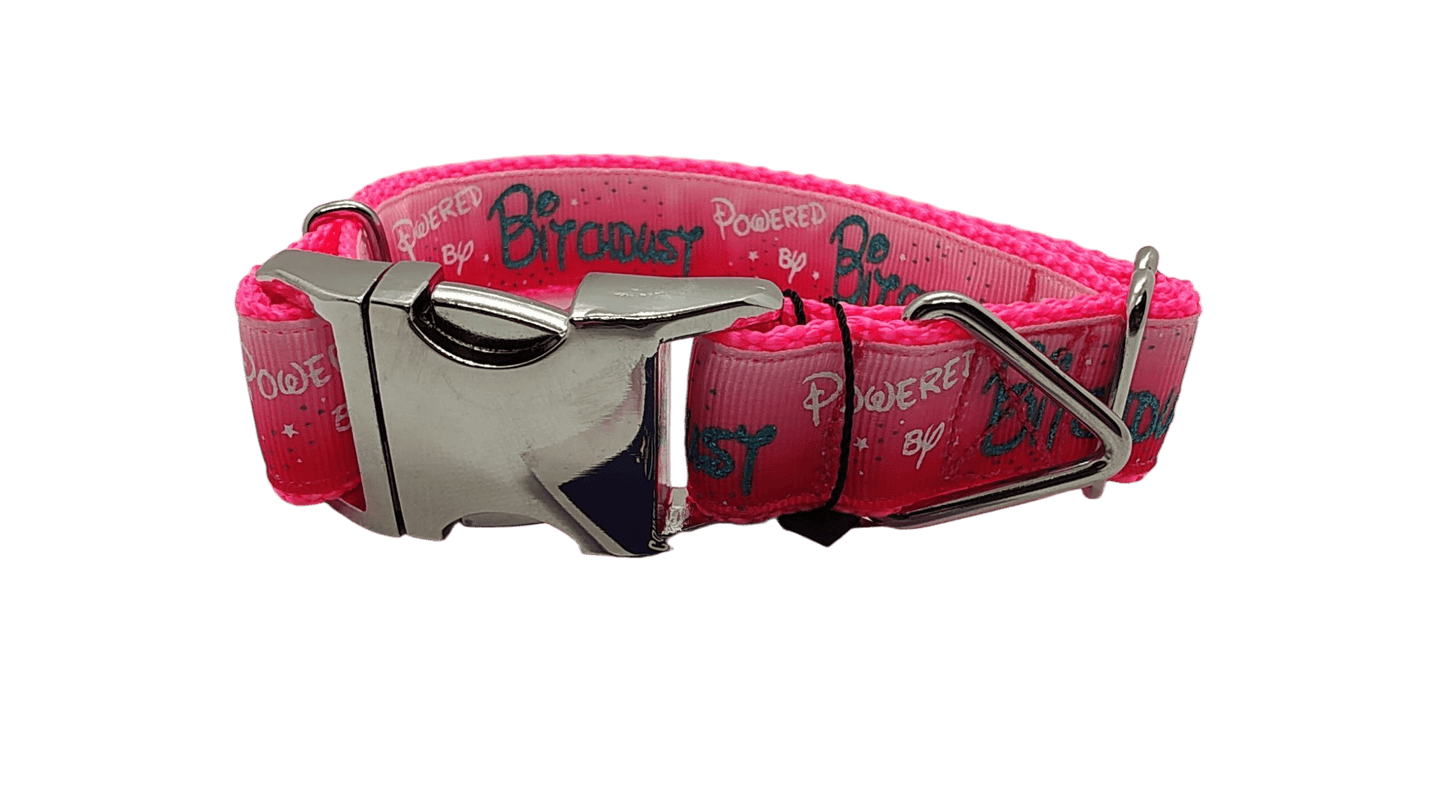 Powered By Bitchdust Nylon Dog Collar - Paws & Play Paradise