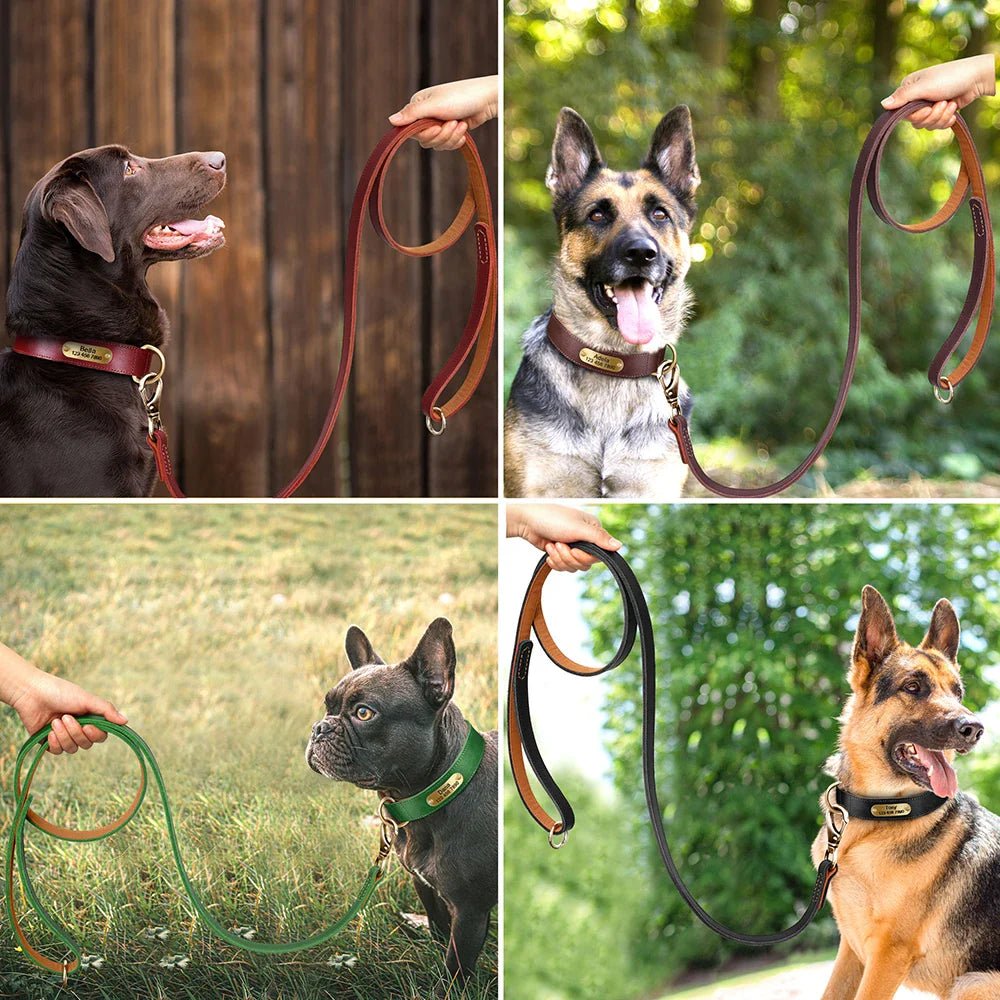 Real Leather Dog Leash Durable Medium Large Dog Lead Genuine Leather Walking Pet Leads Leash for Dogs German Shepherd Pitbull - Paws & Play Paradise