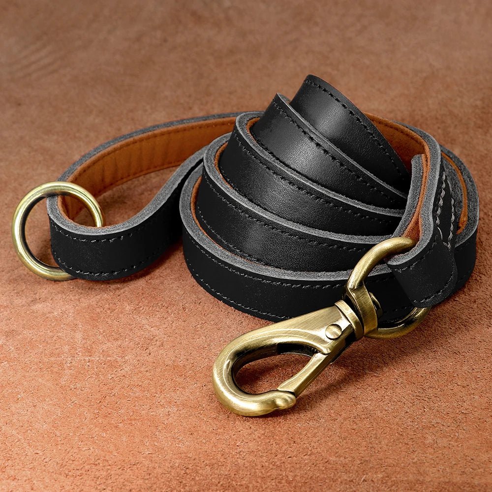 Real Leather Dog Leash Durable Medium Large Dog Lead Genuine Leather Walking Pet Leads Leash for Dogs German Shepherd Pitbull - Paws & Play Paradise