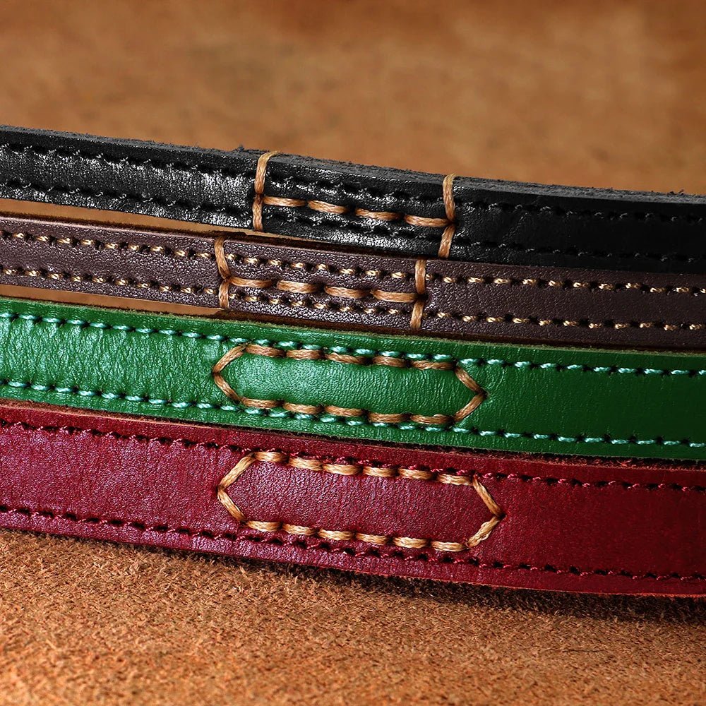 Real Leather Dog Leash Durable Medium Large Dog Lead Genuine Leather Walking Pet Leads Leash for Dogs German Shepherd Pitbull - Paws & Play Paradise