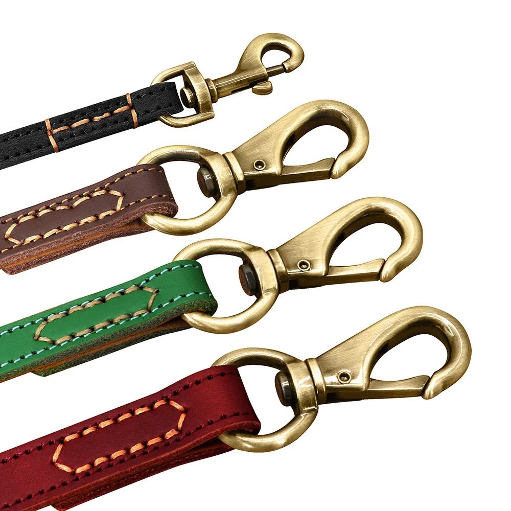 Real Leather Dog Leash Durable Medium Large Dog Lead Genuine Leather Walking Pet Leads Leash for Dogs German Shepherd Pitbull - Paws & Play Paradise