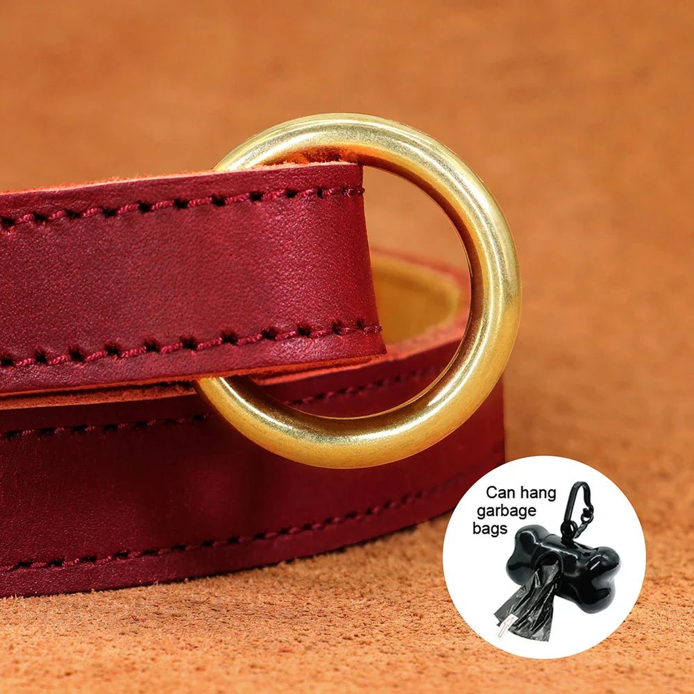 Real Leather Dog Leash Durable Medium Large Dog Lead Genuine Leather Walking Pet Leads Leash for Dogs German Shepherd Pitbull - Paws & Play Paradise