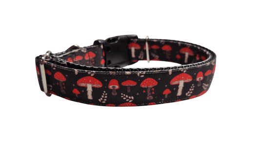 Red Mushrooms Nylon Dog Collar - Paws & Play Paradise