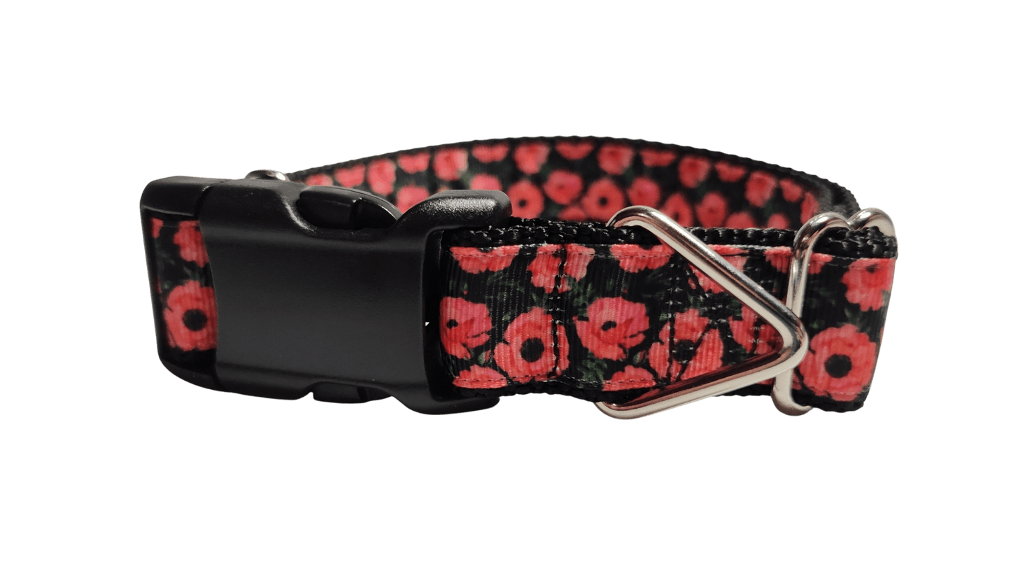 Red Poppy Flowers Nylon Dog Collar - Paws & Play Paradise