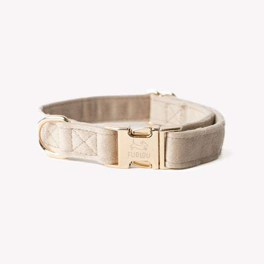 'Sand' - Velvet Dog Collar - Paws & Play Paradise