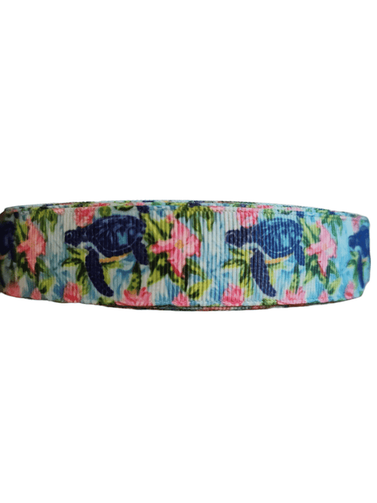 Sea Turtles and Flowers Nylon Dog Collar - Paws & Play Paradise