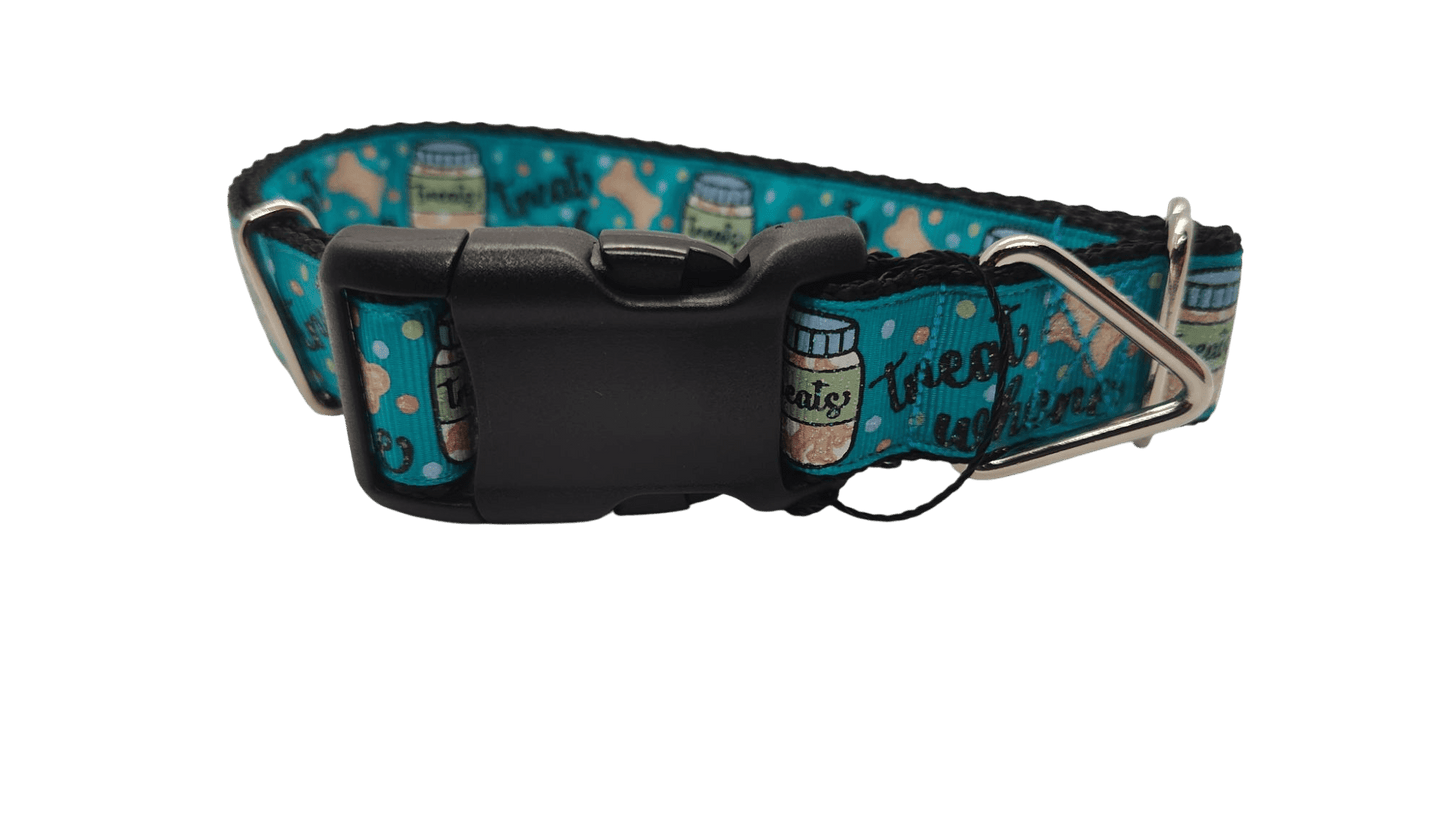 Treat Whore Blue Nylon Dog Collar - Paws & Play Paradise