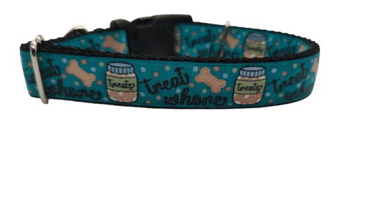 Treat Whore Blue Nylon Dog Collar - Paws & Play Paradise